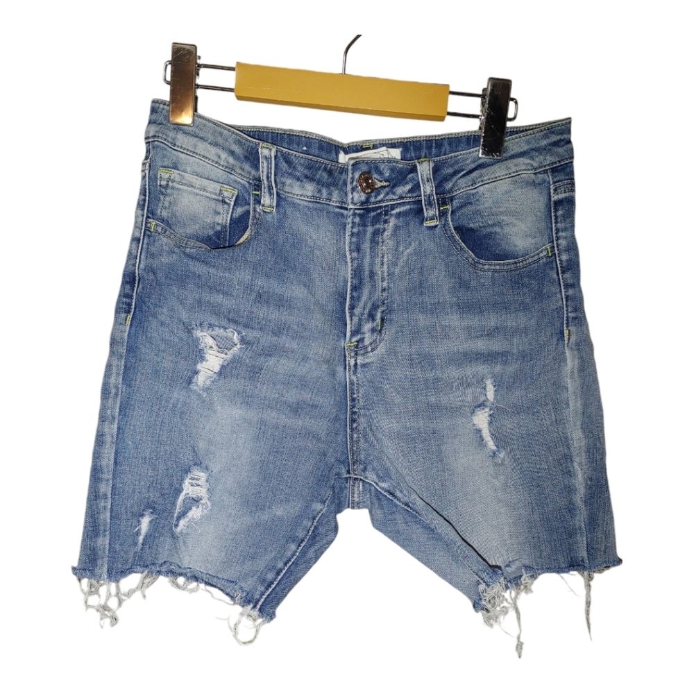 Distressed Blue Denim Shorts